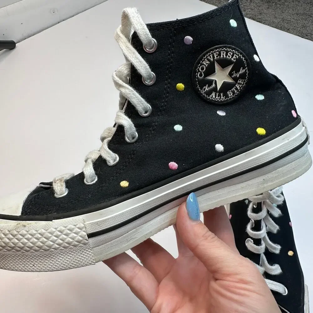 Converse Chuck Taylor All Star Life Embroidered Polka Dot Platform Sneakers
